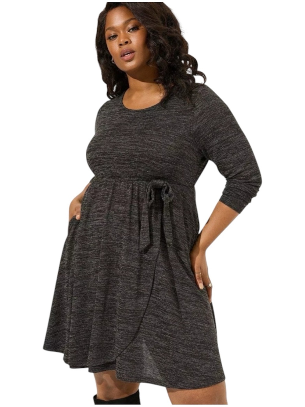 Torrid Super Soft At The Knee Hacci Faux Wrap Dress Size 1X (Torrid Size 1)